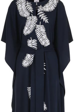 Шелковое платье-макси с контрастной вышивкой и поясом Oscar de la Renta Oscar De La Renta 18RE905SSG