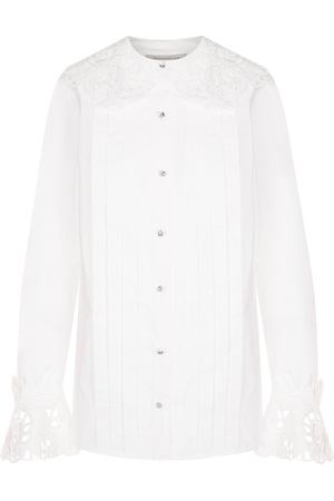 Однотонная хлопковая блуза с кружевной отделкой Christopher Kane Christopher Kane 516910/UCC07 вариант 2