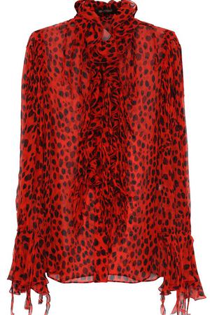 Шелковая блуза с леопардовым принтом и оборками Roberto Cavalli Roberto Cavalli EWT705/CK004