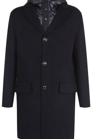 Шерстяное однобортное пальто с пуховой подстежкой Moncler Moncler C2-091-31706-80-549G1 купить с доставкой