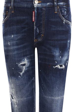 Укороченные джинсы прямого кроя с потертостями Dsquared2 Dsquared2 S75LA0991/S30342 купить с доставкой