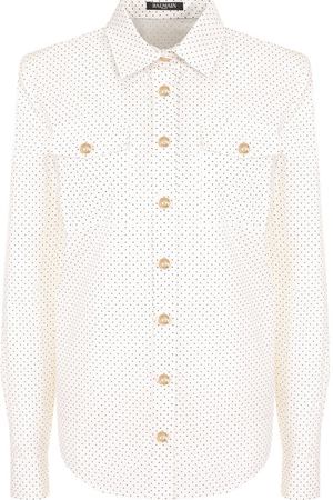 Хлопковая блуза с накладными карманами Balmain Balmain 141336/C007 купить с доставкой