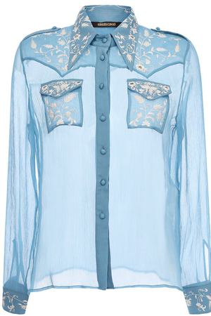 Шелковая прозрачная блуза с вышивкой Roberto Cavalli Roberto Cavalli EWR704/CQ001