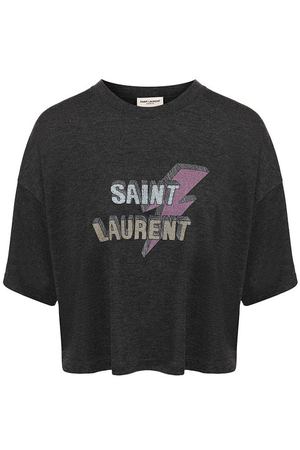 Укороченная футболка свободного кроя с логотипом бренда Saint Laurent Saint Laurent 499685/YB2LW