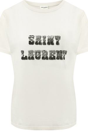 Хлопковая футболка с логотипом бренда Saint Laurent Saint Laurent 537608/YB2XS купить с доставкой