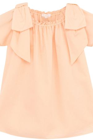 Хлопковое платье свободного кроя с бантами Chloé Chloe C02189/3M-18M купить с доставкой