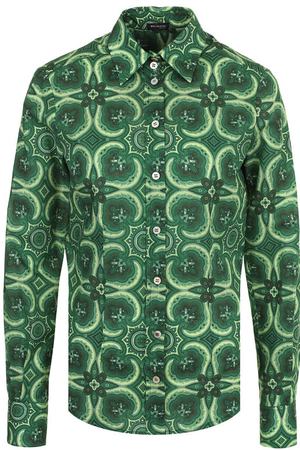 Хлопковая приталенная блуза с принтом Kiton Kiton D23409H06252 вариант 2 купить с доставкой