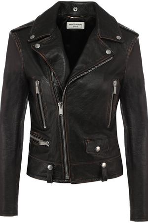 Однотонная кожаная куртка с косой молнией Saint Laurent Saint Laurent 481862/Y5RD2 вариант 2