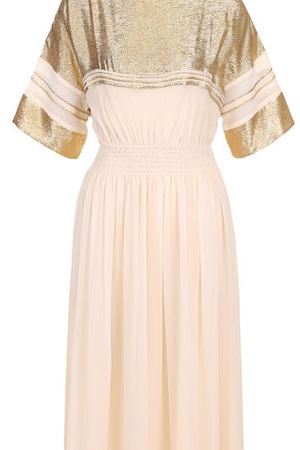 Шелковое приталенное платье с контрастной отделкой Chloé Chloe CHC18SR004333734 купить с доставкой