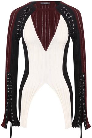 Пуловер из смеси шелка и хлопка со шнуровкой Alexander McQueen Alexander McQueen 543243/Q1WR0 вариант 2
