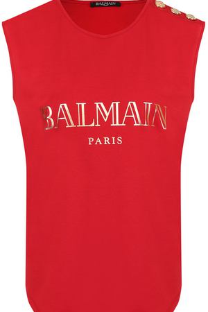 Хлопковый топ с логотипом бренда Balmain Balmain 148100/326I купить с доставкой