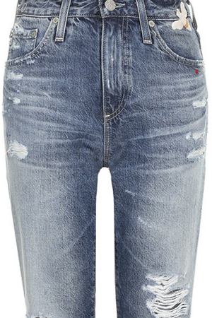 Укороченные джинсы с потертостями и вышивкой Ag AG Jeans LGN1676-EB/23Y-WVD купить с доставкой