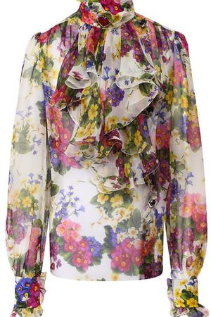Шелковая блуза с высоким воротником и принтом Dolce & Gabbana Dolce & Gabbana F5J39Z/HS1UI вариант 2