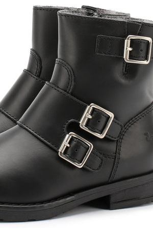 Кожаные ботинки с ремешками и внутренней меховой отделкой Il Gufo Il Gufo G455/LEATHER CLAMAR/27-30 купить с доставкой