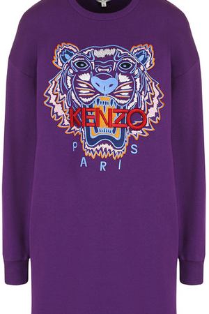 Хлопковое платье-толстовка с контрастной вышивкой Kenzo Kenzo 2R08444XB купить с доставкой