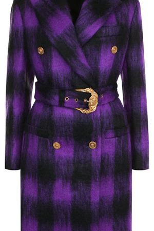 Двубортное шерстяное пальто с поясом Versace Versace A81009/A227477