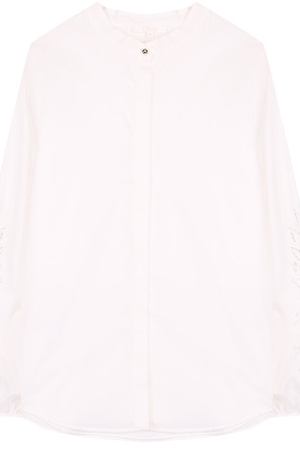 Хлопковая блуза свободного кроя с воротником-стойкой и декоративными рукавами Chloé Chloe C15686/6A-12A купить с доставкой
