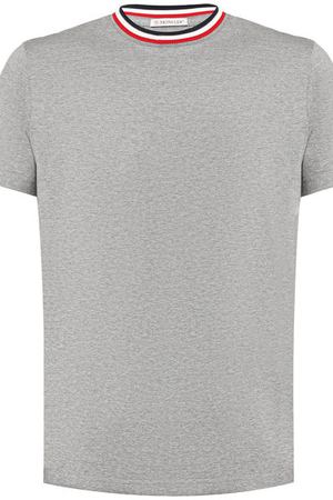 Хлопковая футболка с контрастной отделкой Moncler Moncler D2-091-80283-00-8390Y вариант 2 купить с доставкой