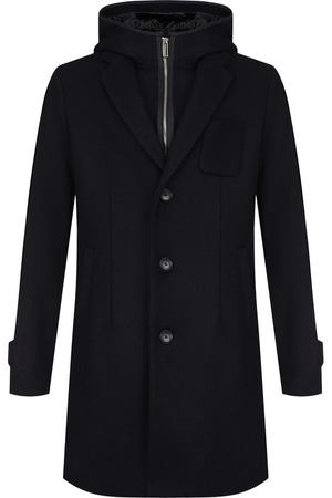 Однобортное пальто с капюшоном из смеси шерсти и вискозы Emporio Armani Emporio Armani 6Z1LN8/1NGGZ вариант 2 купить с доставкой