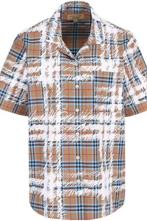 Хлопковая блуза свободного кроя с коротким рукавом Burberry Burberry 4072973