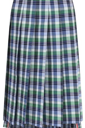 Плиссированная хлопковая юбка в клетку Thom Browne Thom Browne FGC400A-02951 450 вариант 2 купить с доставкой