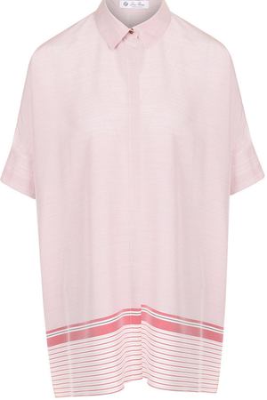 Шелковая блуза свободного кроя с коротким рукавом Loro Piana Loro Piana FAI1398