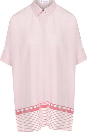 Шелковая блуза свободного кроя с коротким рукавом Loro Piana Loro Piana FAI1398