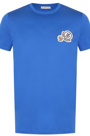 Хлопковая футболка с нашивками Moncler Moncler D2-091-80325-00-8390Y купить с доставкой