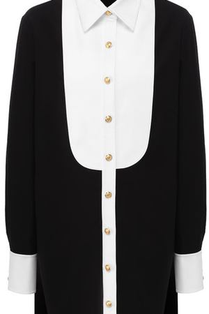 Удлиненная хлопковая блуза с контрастной отделкой Balmain Balmain 141306/124C