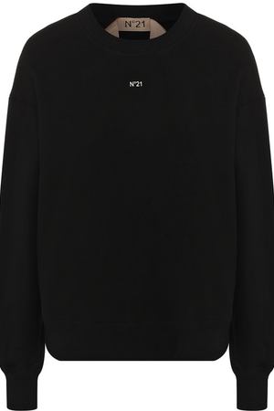 Хлопковый пуловер с декоративной отделкой на спине No. 21 №21 18I N2S0/E021/4216