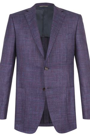 Однобортный пиджак из смеси шерсти и льна с шелком Canali Canali 23291/CU00383