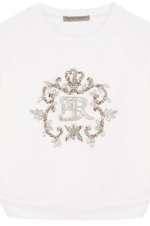 Хлопковый свитшот с вышивкой бисером и кристаллами Ermanno Scervino Ermanno Scervino 42 I FL08/4-8