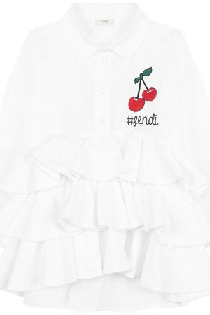 Хлопковая блуза свободного кроя с оборками Fendi Fendi JFC037/A31W/6A-8A