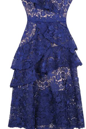 Приталенное кружевное платье-миди асимметричного кроя Alice + Olivia Alice + Olivia CC712D16516