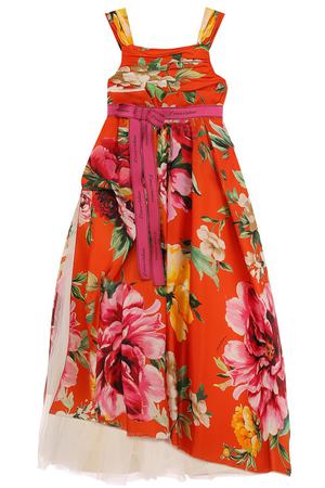 Шелковое платье с асимметричным подолом и поясом Dolce & Gabbana Dolce & Gabbana L59D45/HS1UZ/8-14