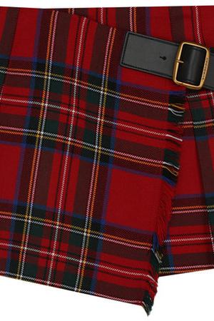 Шерстяная мини-юбка асимметричного кроя с принтом Burberry Burberry 4068642