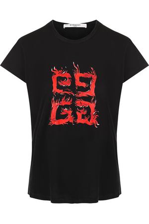Хлопковая футболка свободного кроя с принтом Givenchy Givenchy BW702D305R