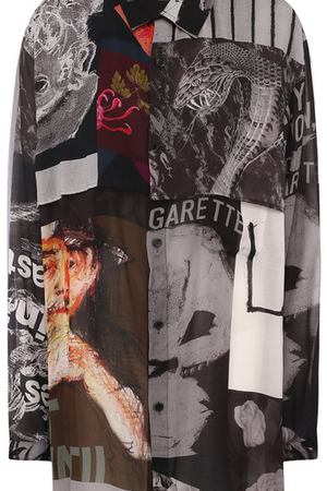 Удлиненная блуза свободного кроя с принтом Yohji Yamamoto Yohji Yamamoto NW-B17-209