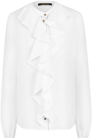 Шелковая блуза прямого кроя с оборками Roberto Cavalli Roberto Cavalli FQT704/SY012