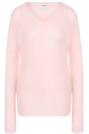 Пуловер фактурной вязки с V-образным вырезом Saint Laurent Saint Laurent 459796/YA2HQ купить с доставкой