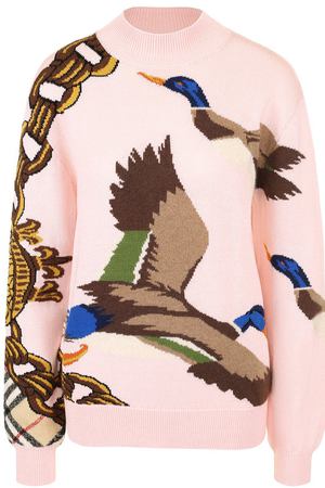 Вязаный пуловер из смеси хлопка и кашемира с декоративной вышивкой Burberry Burberry 8001828