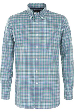 Хлопковая рубашка в клетку с воротником button down Polo Ralph Lauren Polo Ralph Lauren 710684406 купить с доставкой