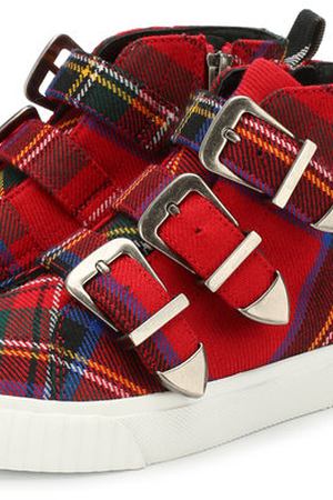 Высокие текстильные кеды с ремешками и на молнии Burberry Burberry 4065079