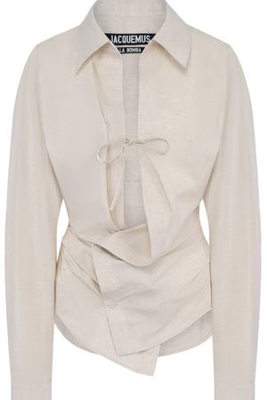 Однотонная приталенная блуза из смеси хлопка и льна Jacquemus Jacquemus 181SH06