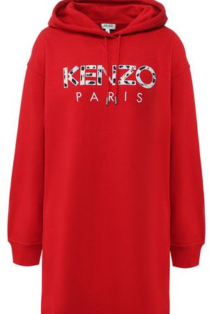 Хлопковое платье с капюшоном и логотипом бренда Kenzo Kenzo 2R0865952 купить с доставкой