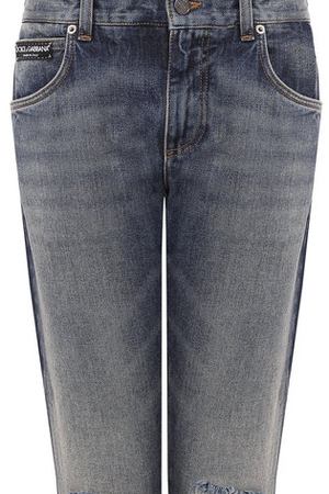 Укороченные джинсы прямого кроя с потертостями Dolce & Gabbana Dolce & Gabbana FTA0PZ/G8V47