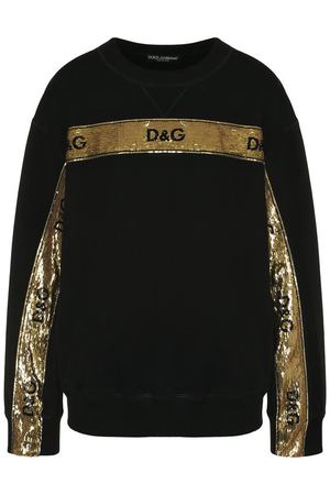 Хлопковый свитшот с контрастной вышивкой пайетками Dolce & Gabbana Dolce & Gabbana F9B26Z/FU7DU