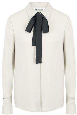 Шелковая блуза с контрастным бантом Loro Piana Loro Piana FAI2563 купить с доставкой