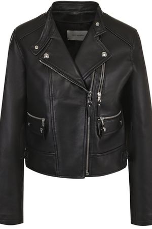 Укороченная кожаная куртка с косой молнией Yves Salomon Yves Salomon 8EYV26950APSY купить с доставкой