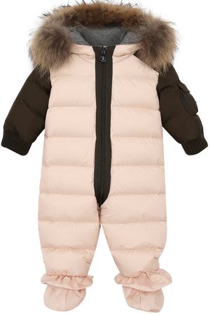 Пуховый комбинезон с меховой отделкой на капюшоне и пинетками Moncler Enfant Moncler C2-951-19313-25-53227/6-9M